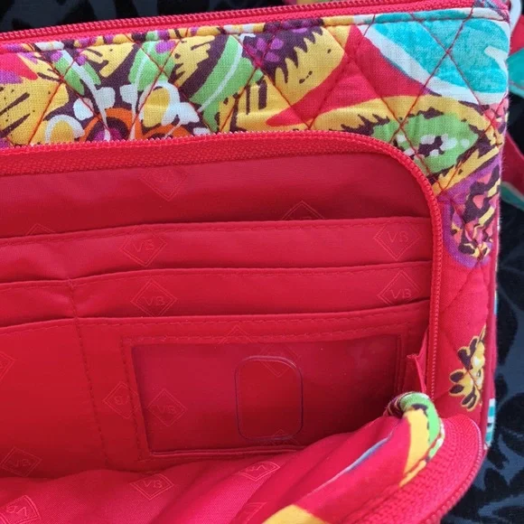 Vera Bradley Rumba Flowers Print Shoulder Little Crossbody Purse Red Quilted - Picture 6 of 15